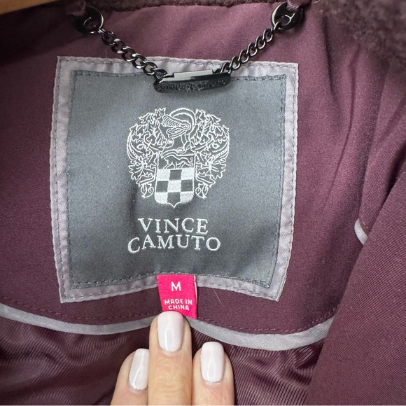 Vince Camuto Maroon Winter Jacket with Faux Fur Hood Size Medium - Picture 2 of 10
